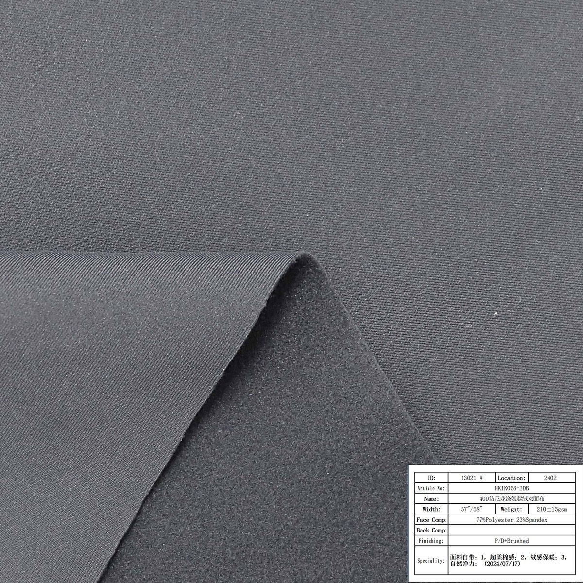 HKIK068-2DB-40D仿尼龙涤氨起绒双面布