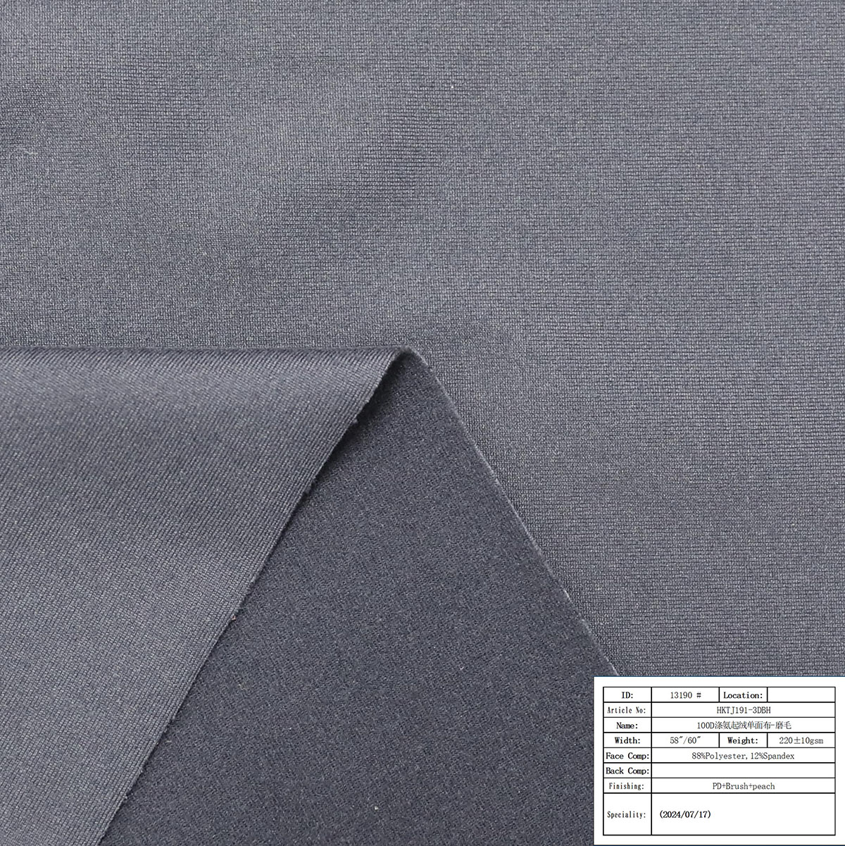 HKTJ191-3DBH-100D涤氨起绒单面布-磨毛